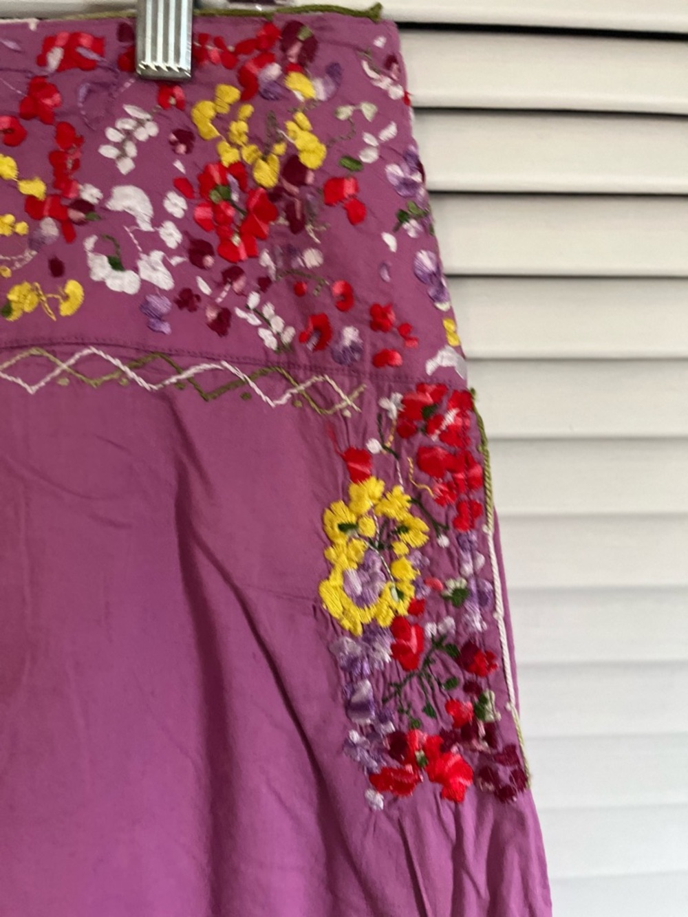 Hyacinth Cotton A-line Skirt with Mexican-inspired floral Embroidery